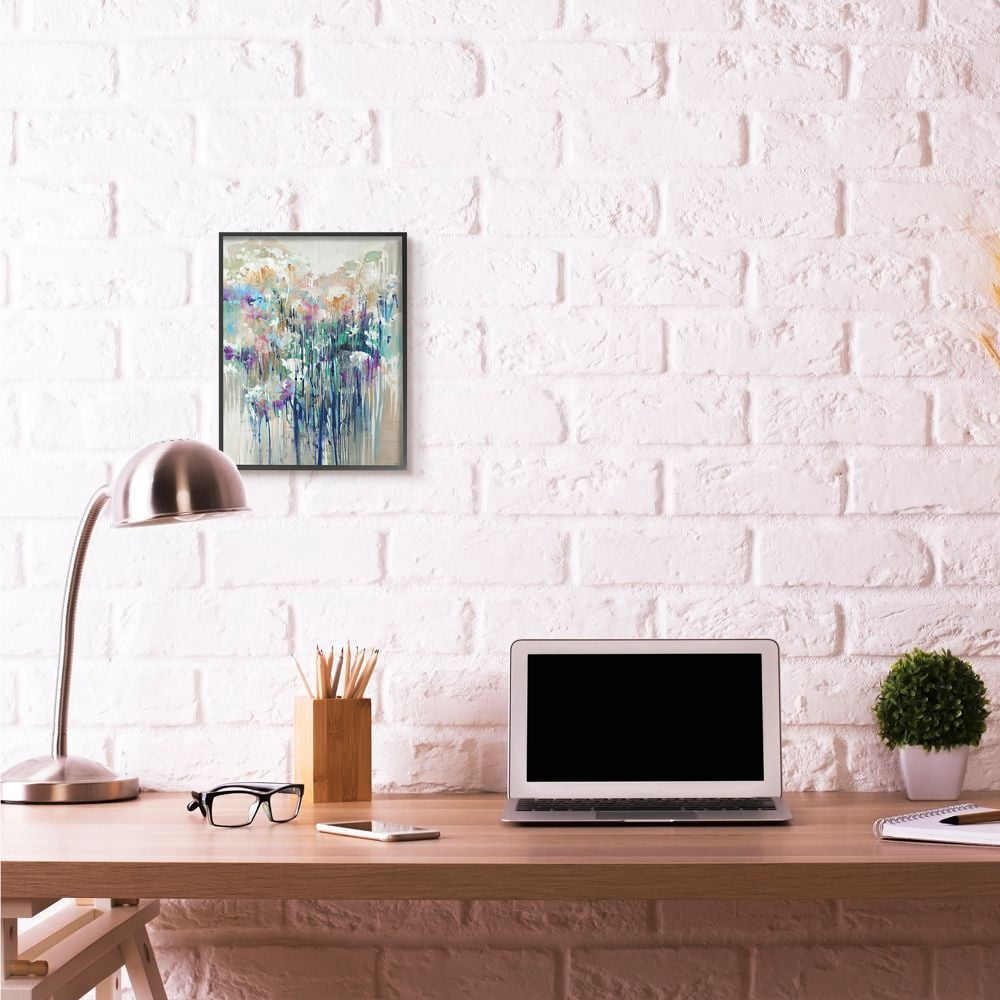 Stupell Industries Abstract Blue Purple Drip Painting Black Framed Wall Art, 11 x 14, byThird and Wall