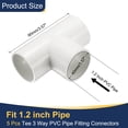 thumbnail image 2 of Uxcell 5Pcs 1.2" Tee 3 Vías Conectores de Tubo, Accesorios de Esquina para Estructura de Soporte de Estante, Blanco, 2 of 6