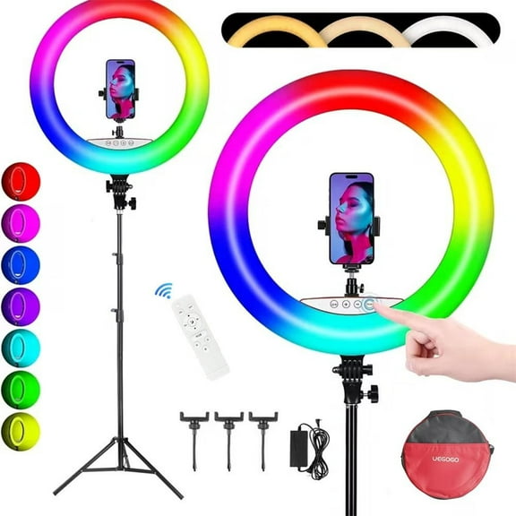 ZOMEI Ring Light with Stand and Phone Holder, 18" Ring Light Tripod for iPhone, Professional LED Circle Light with 70" Tripod, Selfie Ringlight for Live Streaming, Makeup, Barber, TikTok, YouTube