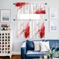 thumbnail image 2 of Marble Red Kitchen Curtains Sets for Windows 24 Inch Length, Gold White Modern Gradient Ocean Wavy Ripple Rod Pocket Window Treatments Tier Curtains and Valances Set for Bedroom/Bathroom, 2 of 8