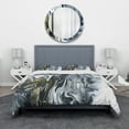 thumbnail image 2 of Designart 'White, grey and White Hand Painted Marble Acrylic' Mid-Century Modern Duvet Cover Set, 2 of 4