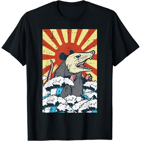 Opossum Japan Sun Wave Vintage Possum Monster Unisex T-Shirt for Men Women Kids Toddler