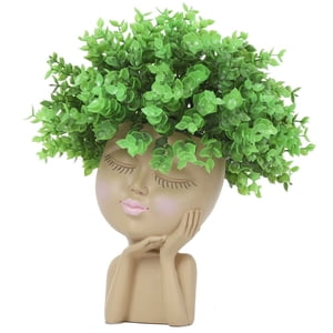 Face Planter Pot Head, Head Planter, Fun Plant Pot, Pot de fleurs pour l'intérieur extérieur, Résine Planter avec trou de drainage, ouverture 3,5 pouces