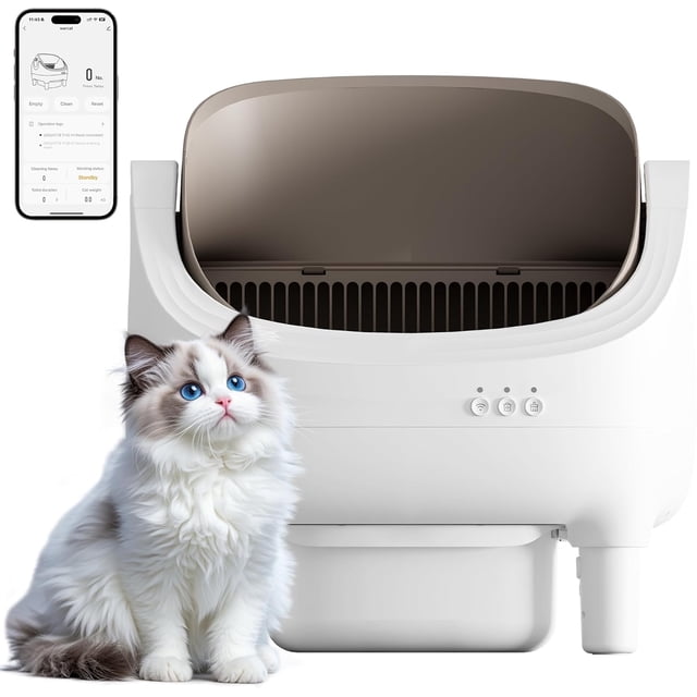 Homall Self Cleaning Litter Box, Open-Top Automatic Cat Self-Cleaning Litter Box, Design for Multi-Cat Families, Includes Trash Bags