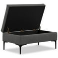 thumbnail image 5 of Rebecca Rectangular Coffee Table Storage Ottoman | Slate Grey Linen-Style Fabric, Lift-Up Lid, Black Iron Legs | 24"W x 36"D x 18"H | Modern Living Room Furniture & Organizer, 5 of 6