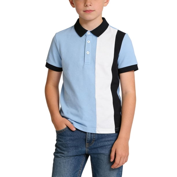 Odeerbi Camisas de Golf de Niños Algodón Color Sólido Camisas de Tenis de Manga Corta Uniforme Escolar