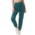 thumbnail image 1 of Pantalones cargo de satén para mujer Inspire Chic, de cintura alta, con cintura elástica, casuales, talla XS, azul-verde, 1 of 6