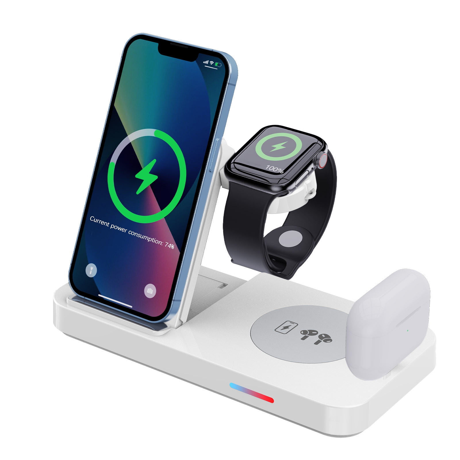 Phone Accessories 4 In 1 Magnetic Wireless Charger Station Fast Wireless Charging Stand 15W For I-Phone For Air-Pods For