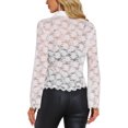 thumbnail image 3 of INSPIRAR CHIC Blusas de Mujer con Manga Larga de Campana, Cuello en V, Encaje, Corte A, Botones, Color Blanco, 3 of 5