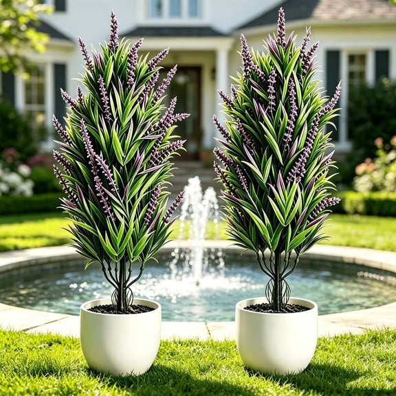 Artificial Flowers with Ground Stakes for Outdoor Garden Porch Patio Decor Fake Plants Plastic 24.4 Inch Tall Uv Resistant No Fade No Watering No Maintenance for Home Yard Landscaping 1 Pack