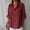 Wine, variant on YHAJDS Womens 3/4 Sleeves Tops Solid Color Casual Loose Lapel Linen V Neck T Shirt Spring Summer Top