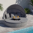 thumbnail image 1 of Gymax Lit de Jour Rond pour Patio avec Auvent Rétractable, Coussins et Coussins Décoratifs pour Pelouse, Gris, 1 of 10