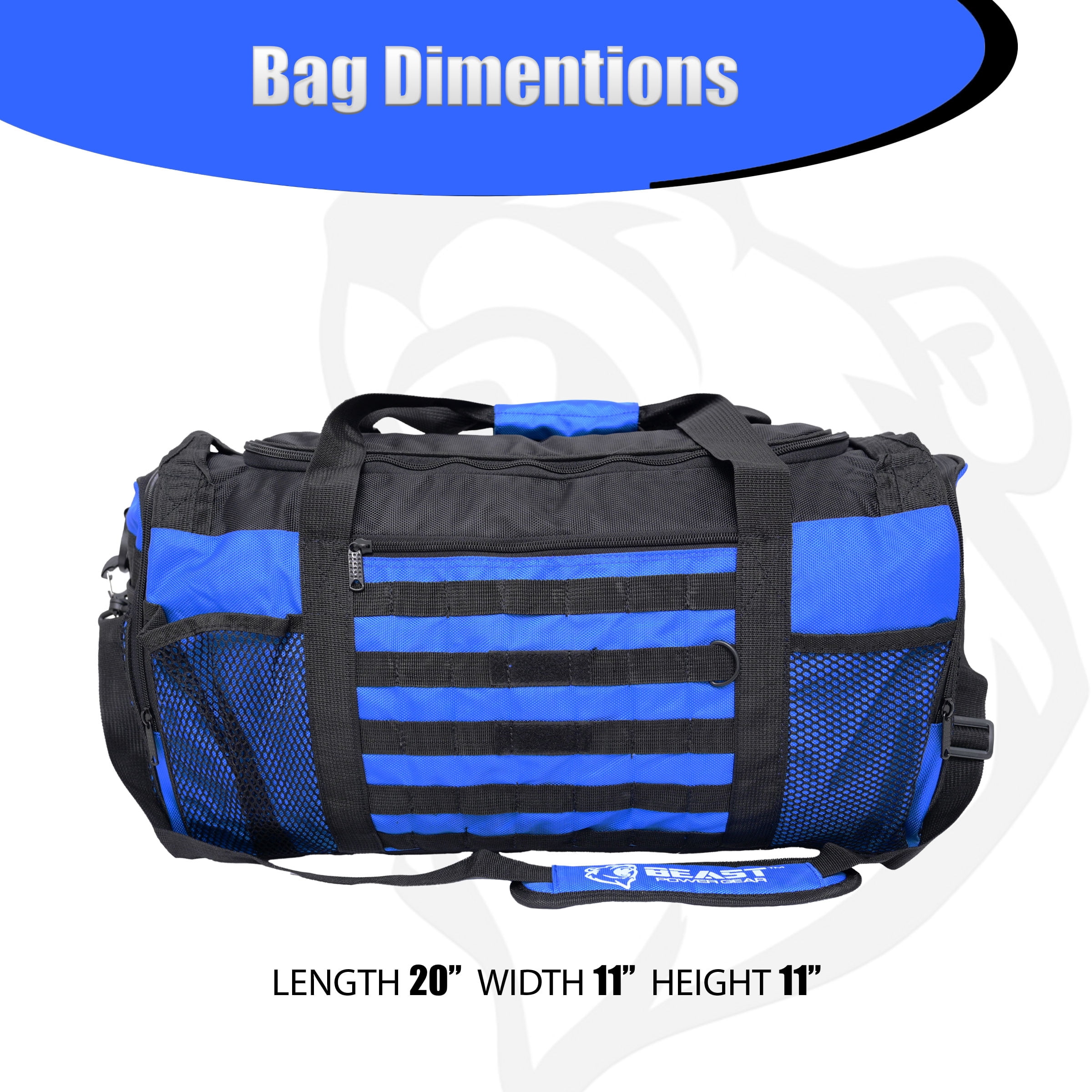 Beast Power Gear Gym Duffle Bag- Workout, Boxing, MMA, Sports Gym Bag with Shoes Compartment Adjustable Shoulder Strap for Men & Women