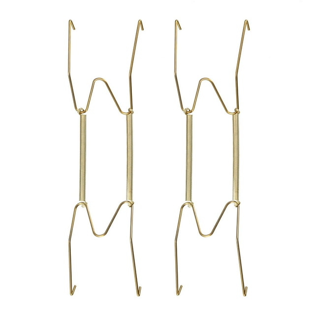 Unique Bargains Plate Hanger, 10' W Type Zinc Plated Invisible Wall Decorative Hooks, 2 Pcs