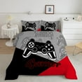 thumbnail image 3 of Psoiuetr Gaming Comforter for Kids Boys Teens Video Game Bedding Set Gamer Comforter Gamepad Comforter Set Queen Size Red Black Gray 3 Pieces, 3 of 6