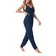 thumbnail image 4 of Conjunto de pijama de felpa esponjosa sin mangas para mujer INSPIRE CHIC, con pantalones jogger gruesos, ropa de descanso y pijama, color azul marino, 4 of 5
