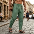 thumbnail image 4 of LIaqionyy Men's Pants Lightweight Drawstring Elastic Waist Straight Leg Casual Fashion Trousers with Pockets, 4 of 8