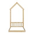thumbnail image 6 of Montessori Twin Size Floor Bed, Wooden Bed Frame with House-Shaped Roof and Headboard Guardrails, Floor Bed for Boys, Girls, Without Slats, Easy to Assemble, No Box Spring Needed,, 6 of 9