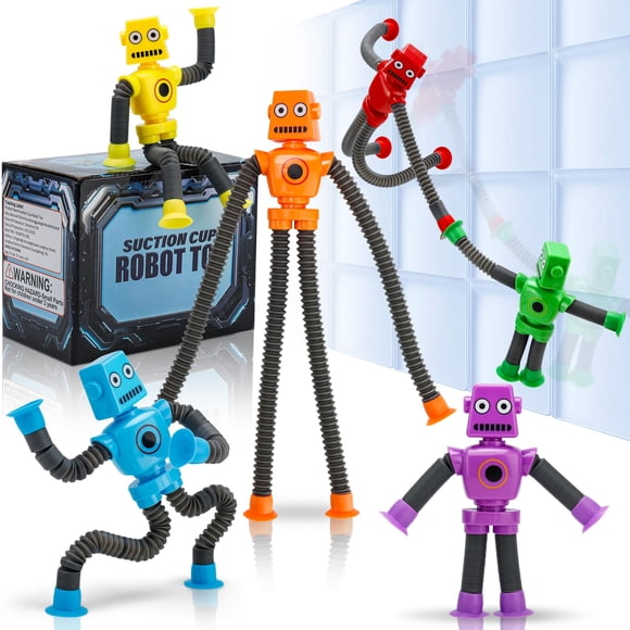 Juguetes robóticos con ventosa Pop Tubes, 6 unidades, para niños mayores de 3 años