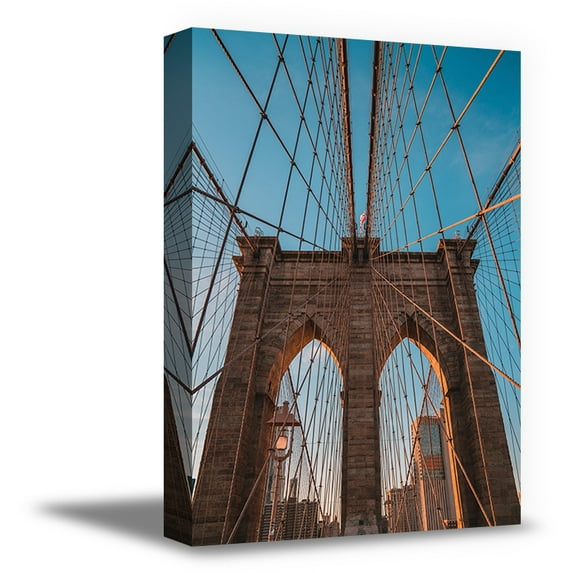Awkward Styles NY Wall Art American Style Brooklyn Bridge Framed Art New York Canvas Decor Skyscrapers in NYC Brooklyn Bridge Canvas Art Brooklyn Bridge Printed Photo Ready to Hang Made in USA