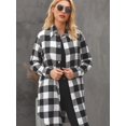 thumbnail image 2 of Lapel plaid shirt women's medium and long sleeve autumn and winter coat, 2 of 5