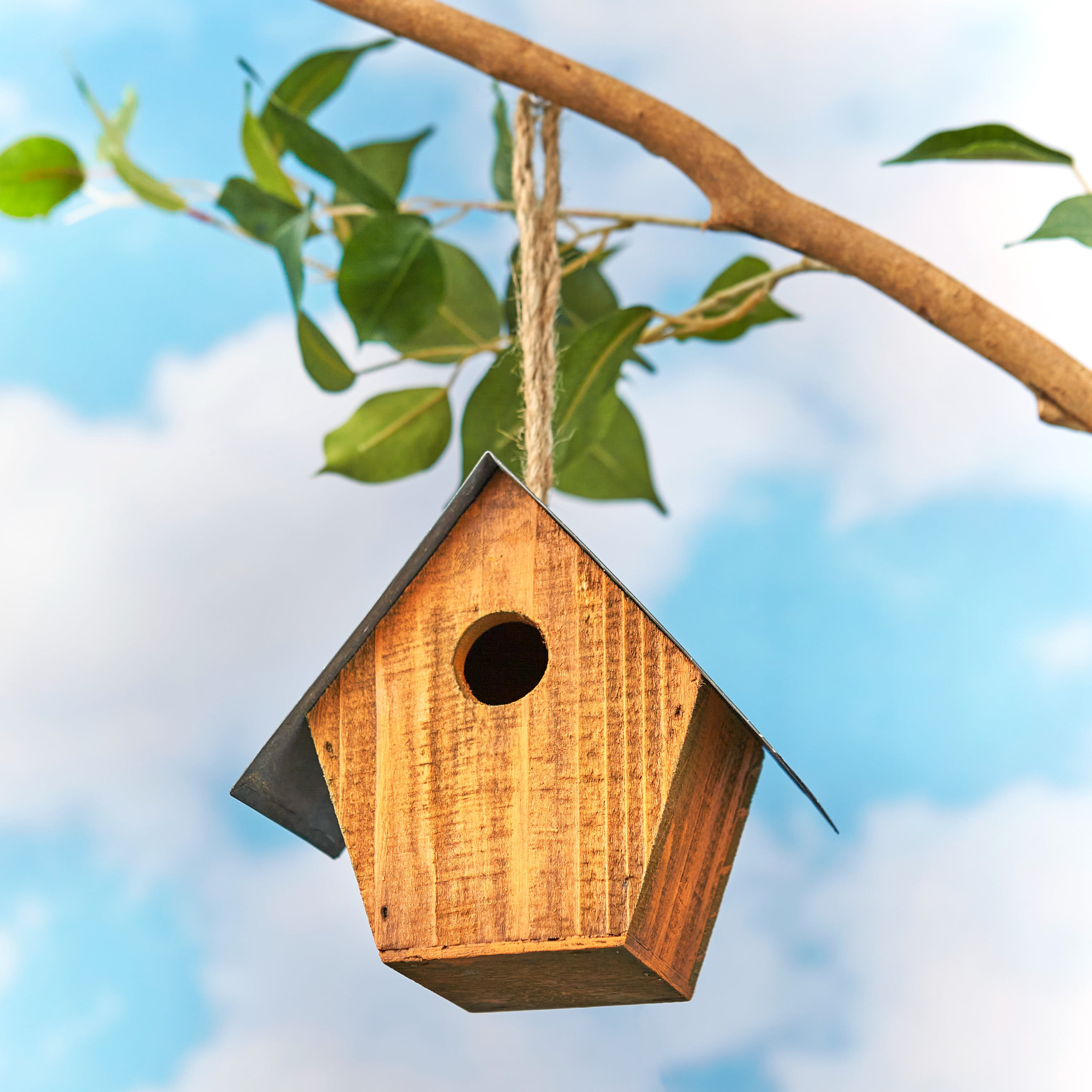 4pcs Bird Nest Creative Wooden Rustic Birdhouse Box for Garden Home Decor NEW 