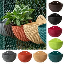 Wall Hanging Planters Railing Hanging Planters, Plastic Flower Plant Pot Basket Indoor Outdoor Fence Flower Pots Plants Container for Balcony Fence Garden