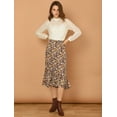 thumbnail image 3 of Falda vintage con volantes Allegra K Otoño Floral Naranja XS, 3 of 6