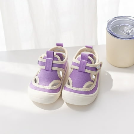 

Wodofoxo Promotion Toddler Shoes Baby Boys Girls Cute Solid Color Hollow Out Non-slip Soft Sole Beach Canvas Sandals