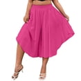 thumbnail image 2 of Stamzod Womens Plus Size Capris Summer Flowy Wide Leg Capri Pants Casual Loose Palazzo Cropped Pants with Pockets Hot Pink XXXXL, 2 of 7