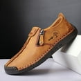 thumbnail image 2 of [Vintage Loafers] Brown & Black Men's Vintage Loafers | Handmade Synthetic Shoes with Zipper Closure, Round Toe & Rubber Sole for Casual & Formal Wear, 2 of 9