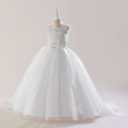 thumbnail image 2 of Vestido de noche con cola para niña, vestidos de fiesta de boda con flores, perlas, tul, Princesa, Verano, 2 of 5