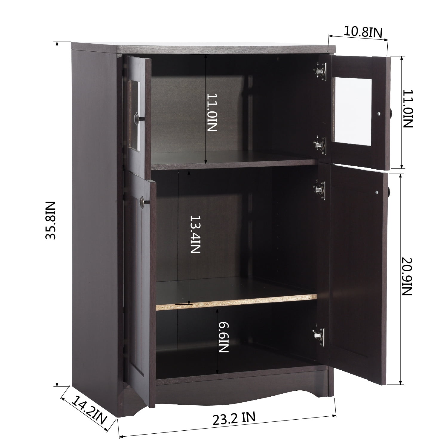 Kepooman Floor Storage Cabinet, Free Standing Kitchen Cupboard, Wooden Storage Cabinet with 2 Doors, Office Furniture, Brown Kepooman Floor Storage Cabinet, Free Standing Kitchen Cupboard, Wooden Storage Cabinet with 2 Doors, Office Furniture, Brown