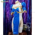 thumbnail image 2 of Vestido de Cosplay Chunli Chun Li, traje de juego de rol SF 6, traje Qipao azul, conjunto completo, traje de Kungfu, vestido de fantasía de Halloween, traje de fiesta, 2 of 5