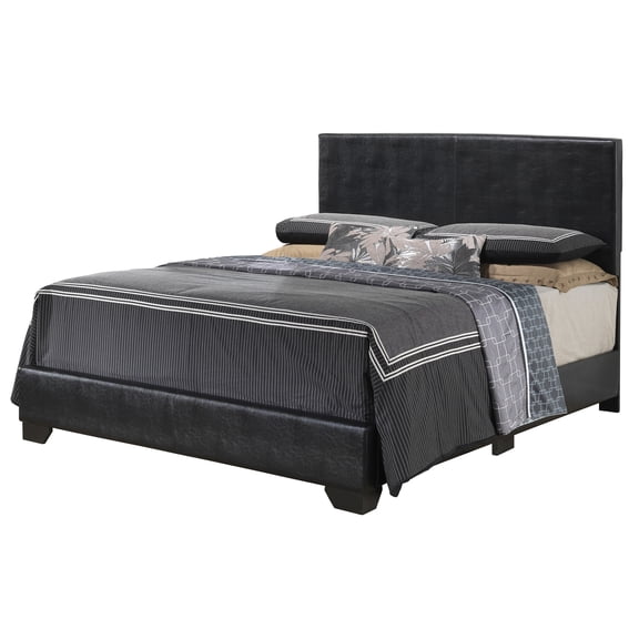 Aaron Black Upholstered Queen Panel Bed