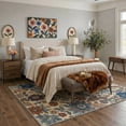 thumbnail image 5 of DEORAB 2x7 Runner Rugs Floral Navy Beige Low Pile Lightweight Machine Washable Non Slip Rug for Hallway, Kitchen, Laundry Room, Bedroom, Bathroom, 5 of 6