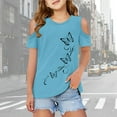 thumbnail image 2 of Gbsyewxs Girls Shirts Crew Neck Short Sleeve Butterfly Print Off The Shoulder Fashion Summer T Shirts For Kids Sky Blue Size 11-12 Years, 2 of 6