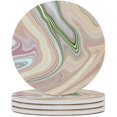 thumbnail image 2 of GZHJMY Round Drink Coasters, 2 Pcs Brown Marble Colorful Pastel Absorbent Ceramic Coffee Coasters for Drinks with Cork Base Housewarming Gift for Home Decor, 2 of 6