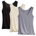 thumbnail image 3 of Trgacdwlo 3 Pack Womens Tank Tops Slim Fit Stretchy Basic Layering Tops for Everyday Wear Scoop Neck Sleeveless Undershirt, 3 of 10