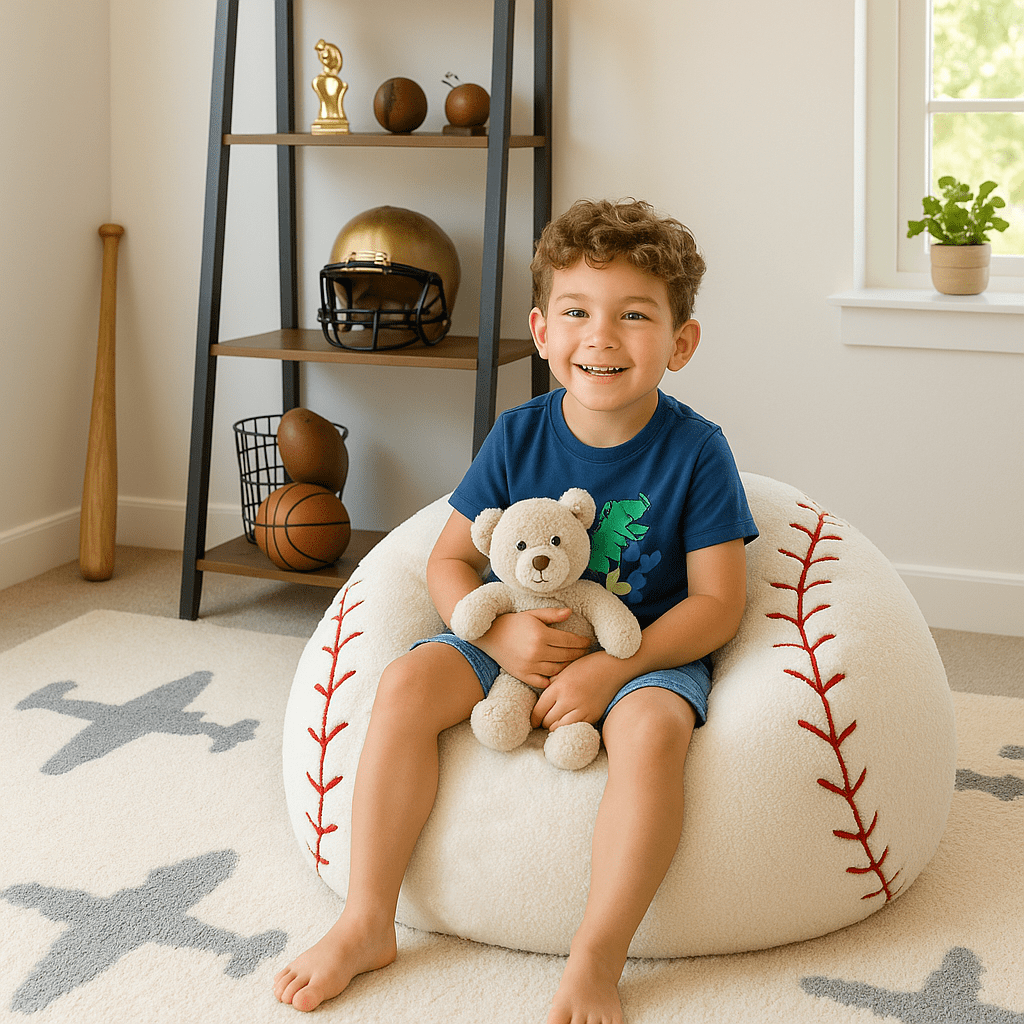 Room Revival Courtside Kids & Tween Bean Bag Chair, Baseball