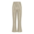 thumbnail image 4 of LLYwey Hiking Pants Women Ladies New Solid Color Sexy Fashionable Casual High Waist Sequin Trumpet Pants New Full Length Pants Trousers Regular Fitted Beige XXL, 4 of 9