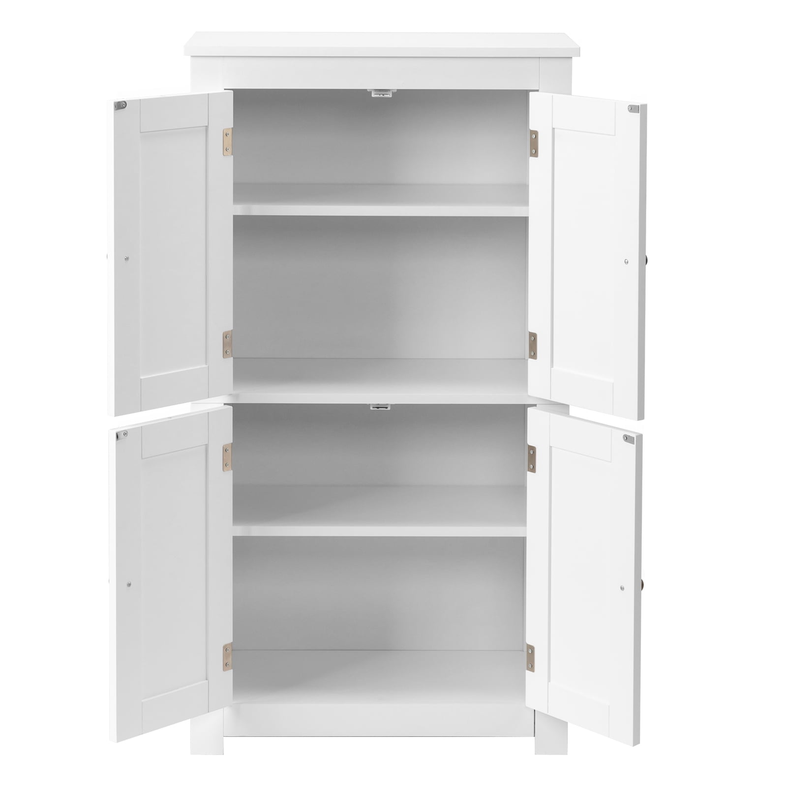 Ktaxon Bathroom Floor Storage Cabinet, Freestanding Cabinet with 4 Doors, Adjustable Shelves, White