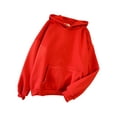 thumbnail image 1 of Innerwin Hoodies Fleece Women Sweatshirt Sport Solid Color Loose Fit Hooded Tops Red XL, 1 of 2