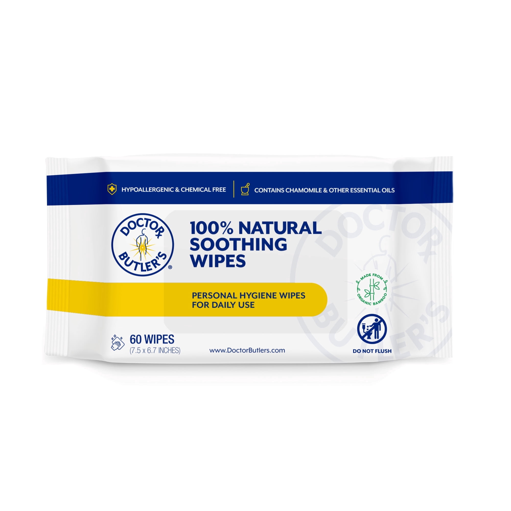 Doctor Butler's Soothing Wipes – All-Purpose Wet Wipes for Sensitive Skin, Face Wipes, and Bathroom Cleanup with Chamomile and Essential Oils* (1 Pack – 60 Count)