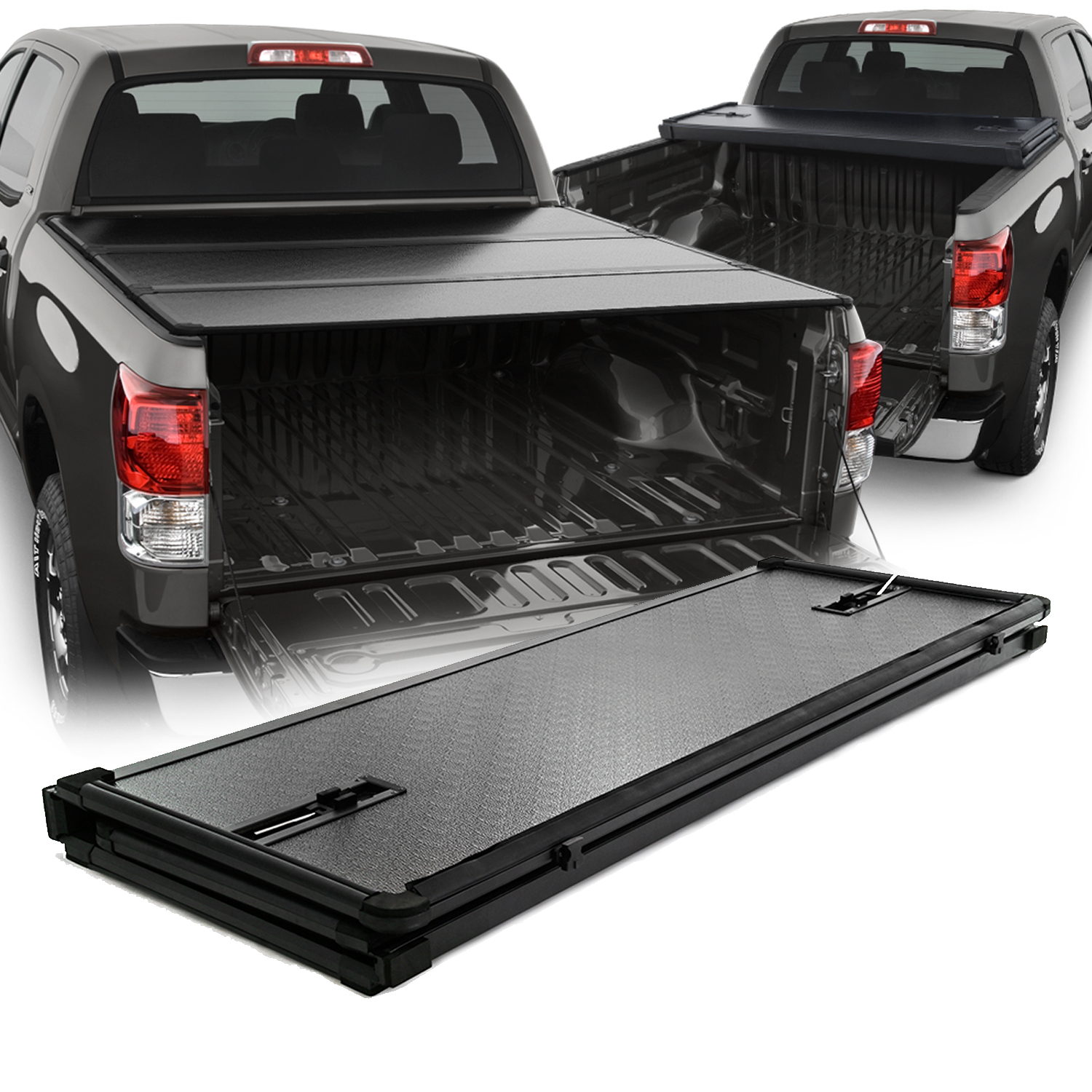 Solid Fold Tonneau Cover 2014-2019 Toyota Tundra 6.5ft Standard Box Hard Tri-Fold Cover Top-Mount Bed Cover