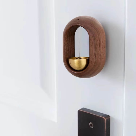Wind Chimes for Door Open Alerts, Wooden Door Enhancer with Walnut Finish and Cute Chime Sound for Bedroom Kitchen Refrigerators and Door Sensors