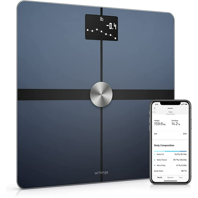 Withings Body+ - Digital Wi-Fi Smart Scale with Automatic Smartphone App Sync, Full Body Composition Including, Body Fat, BMI, Water Percentage, Muscle & Bone Mass, with Pregnancy Tracker & Baby Mode