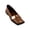 Brown, variant on Womens Loafers Square Toe Patent Leather Slip On Low Block Heel Dressy Office Lightweight Comfort Shoes Beige Size US5.5