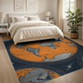thumbnail image 3 of ODIKA 8'x10' Washable Area Rug World Map With Vintage Globe Continents And Cosmic Border Earth Planet Refined for Living Room, Under Sectional, Family , Durable, Non-Slip, 3 of 7