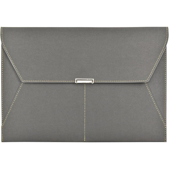 LIOUCBD File Folder Document Holder Organizer Waterproof Portfolio Leather Folder Case with 3 Pockets, Filing Envelopes for A4 Letter Size Paper with Snap Magnetic Button Closure (Gray)